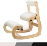 Ergonomic Kneeling Chair with Back Support, Improve Posture & Relife Back Pain, Soft Memory Arc-Pad and Wood Adjustable Height Rocking Knee Chairs, Ideal for Office Home Desk, Natual