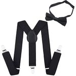 Kids Boy Suspenders Bowtie Set Children Boys Adults Suspender and Bow Tie Child Sets Baby Sturdy Metal Clips Elastic Y-Shape Adjustable with for Girls Party Dress Toddler