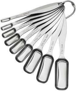 CATOOMUU Measuring Spoons Set of 10, Heavy Duty Stainless Steel Metal Teaspoons Tablespoons, for Dry or Liquid