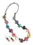 Tagua Necklace and Earrings in Mult