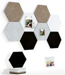 Uoisaiko 12" Large Bulletin Board with 30 Push Pins, Pack of 8 Hexagon Felt Pin Board Notice Boards for Home Office Kitchen, Felt Wall Tiles for Photos Memos