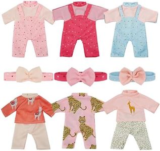 6 Sets Baby Doll Clothes Outfits and Headbands for 10 11 12 13 14 Inch Dolls, 12 PCs in Total Cute Dolls Accessories Costumes for Christmas Birthday Gift for Little Girls