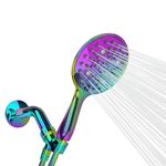 SparkPod 6 Spray Setting High Pressure Shower Head - 6" Wide Angle Handheld Shower Head Set with Brass Swivel Ball Bracket and 70 Inch Long Hose - Luxury Design (Radiant Rainbow)