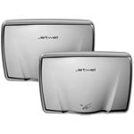 JETWELL 2Pack Compact Hand Dryer for Bathrooms Commercial- Heavy Duty High Speed Stainless Steel Hand Dryers with Heating Switch- Warm Wind Hand Blower