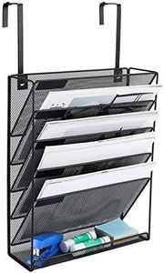 Superbpag Hanging File Organizer, 6 Tier Wall Mount Document Letter Tray Organizer with Universal Partition Hanger, Black