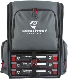 Evolution Fishing Largemouth 3.0 Tackle Backpack - Patent Pending Modular Dividers, Rod Holders, Heavy Duty Fishing Backpack, Includes Quiklatch Tackle Trays