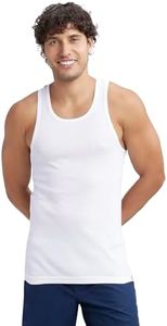 Jockey 9922 Men's Super Combed Cotton Rib Round Neck with Racerback Gym Vest_White_XXL