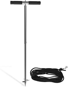 GanFindX 31 inch Stainless Steel 316 Sand Anchor Pole Screw in Boat Anchor Shallow Water Heavy Duty Beach Anchor for Kayaks Jet Ski PWCs with 33 ft Mooring Cord and Metal D Ring Boat Accessories