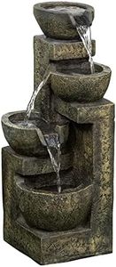 Outsunny Fuente de Jardín 5W Fuente de Agua en Cascada de 4 Niveles con Bomba de Agua y Salida de Agua Ajustable para Decoración Patio 25x24x60 cm Multicolor
