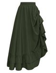 SCARLET DARKNESS Women Medieval Long Skirt Elastic Wasit A-Line Maxi Skirt Gothic Seatmpunk Costume Skirts Plus Size Olive Green XXL