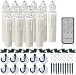 Actpe Tree Window Taper Flameless Candles for Home Decoration Christmas, 10pcs Flashing Timing LED Lights with Timer & Remote Control for Halloween Dinner Party Wedding Holiday, Warm White