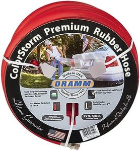 Dramm ColorStorm Premium Rubber Garden Hose, No Kink, Leak Proof Water Hose, Male Female Fittings, Made in USA, Hot & Cold Resistant, 518 Burst PSI, Red, 5/8" x50'