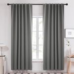 Deconovo Back Tab and Rod Pocket Curtains Blackout Shades Room Darkening Blinds Thermal Insulated Curtains for French Door 52Wx95L Inch Light Grey Set of 2