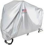 NEVERLAND Motorcycle Cover Waterproof Outdoor - Silver Heavy Duty Scooter Cover, Motorbike Cover with Refletive Logo, Lock-Hole, Bandage, Storage Bag-Protect Against Dust, Debris, Rain and Weather(L)