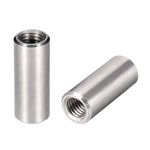 sourcing map M8 Round Connector Nuts, 304 Stainless Steel Coupling Nut 30mm/1.17inch Length,Pack of 10