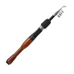 PATIKIL Telescopic Fishing Rod 1.3 m, Fiberglass Portable Mini Fishing Poles Collapsible Fishing Gear for Travel Saltwater Freshwater, Black & Wood Color