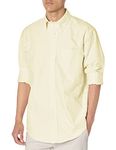 Brooks Brothers Men's Long Sleeve Button Down Original Oxford Cotton Shirt, Solid, Light Yellow, Large