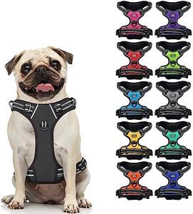 CollarDirect No Pull Reflective Dog Harness with Handle and Front Clip, Adjustible Soft Padded Vest for Small to Large Dogs Training and Walk (Size S, Black)