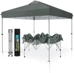 PHI VILLA Pop Up Canopy 10 10 Tents for Parties with Wheeled Bag, Portable Lightweight Folding w/Adjustable Height,Grey