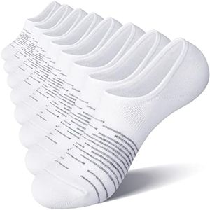 FITRELL 8 Pack Women's No Show Socks Low Cut Invisible Ankle Socks, White, Medium, Shoe Size 9-11