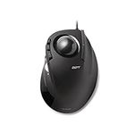 Elecom DEFT Trackball Mouse, Wired, Finger Control, 8-Button Function with Smooth Tracking, Ergonomic Design, Windows11, macOS (M-DT2URBK)