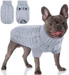 AOFITEE XL Dog Sweater, Knitted Dog Christmas Sweater for Dogs Girls Boys, Cold Weather Turtleneck Dog Knitwear, Classic Solid Color Sweatshirt for Small Medium Dogs Cats, XL Grey