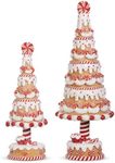 Raz Imports 2023 Jingle & Cocoa 15" Gingerbread and Peppermint Trees, Set of 2