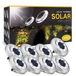 ZFITEI Solar Outdoor Lights， 8 Packs Garden Solar Lights Outdoor Waterproof Solar Pathway Lights Bright In-Ground Lights Outdoor Lighting Decor, Garden Decorations.Bright White