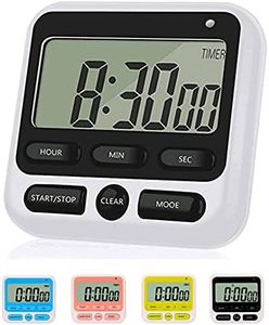 Digital Kitchen Timer with Mute/Loud Alarm Switch ON/Off Switch, 12 Hour Clock & Alarm, Strong Magnet and Simple Operation, Count Up & Count Down for Kids Teachers Cooking, Large LCD Display (Black)