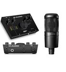 Audio-Technica AT2020 Cardioid Condenser XLR Microphone for Voiceover, Podcasting, Streaming and Recording, and M-Audio AIR 192x4 USB Audio Interface