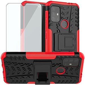 Phone Case for Moto G30/G20/G10/10 Power 2021 with Tempered Glass Screen Protector Cover and Hard Rugged Hybrid Cell Accessories MotoG30 MotoG20 MotoG10 Motorola G 30 20 G10Power Cases Girls Black Red