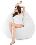 Casa Copenhagen Premium Leather Bean Bag Chair, Filled with Beans | Capacity: Upto 7 Ft Height, 200 KG Weight | 4XL | Super White