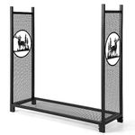 IRONMAX 4ft Firewood Rack, Outdoor/Indoor Heavy Duty Log Storage Stand w/Mesh Sides & Bottom, Lumber Stacking Holder w/Non-slip Foot Pad for Backyard, Garden, Patio, Porch, Garage