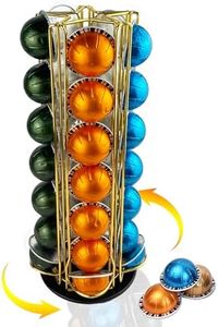 WORBIC Coffee Pod Holder Carousel Organizer for Nespresso - 35 Capsule Coffee Pod Holder with 360° Rotation, Space-Saving Design for Kitchen Countertops (Gold)