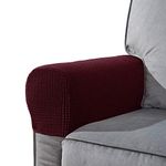 NEKOSUKI Arm Rest Covers Set, Set of 2 Stretch Armchair Covers for Arms, Spandex Polyester Sofa Arm Caps Non Slip Armrest Covers for Chairs Furniture Protector, Wine Red