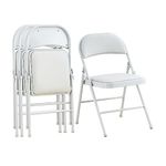 KAIHAOWIN 4-Pack Vinyl-Padded Folding Chair Metal Frame Heavy Duty Foldable Chair with Backrest&Padded Seats for Dining Meetings Wedding Events-White