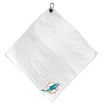 Team Golf NFL Microfiber Towel - 15" X 15" (White) with Carabiner Clip, Premium Microfiber with Deep Waffle Pockets- Superior Water Absorption and Quick Dry Golf Cleaning Towel