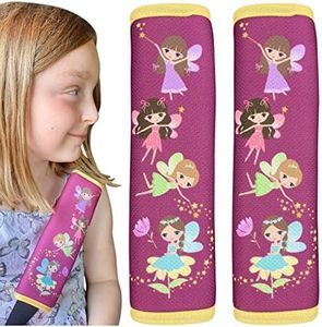 2X HECKBO car Seatbelt Protector with Fairy Fairies for Children Boys Girls, Belt Shoulder pad Pads, car seat Belt Protection, Safety seat Belt pad Pillow, Kids Belt Padding - 2.36“ x 8.27“