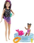 Barbie Skipper Babysitters, Inc. Dolls & Playset with Babysitting Skipper Doll, Toddler Small Doll with Color-Change Swimsuit, Kiddie Pool, Whale Squirt Toy & Accessories for Kids 3 to 7 Years Old