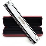 East top Tremolo Harmonica in G, 24 Holes Tremolo Mouth Organ, Top Grade T2406S harmonica with Case for Adults, Professionals, Beginner and Students