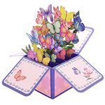 3D PoP Up Greeting Card, Butterflies Flower Basket Pop Up Card Flower Bouquet Greeting Card for New Year Easter Mother's Day Birthday Anniversary