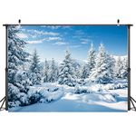 AIIKES 7x5FT Snowy Scenery Backdrop Winter Forest Snow Tree Photography Backdrop Outdoor Sky Winter Snowfield Landscape Snow Covered Pine Trees Photo Studio Props 12-346