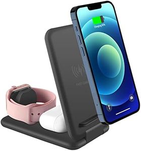 elec Space Wireless Charger, 3 in 1 Qi-Certified Folding Fast Wireless Charging Station for iPhone 14/13/12/11/X/XR/Xs Max, Apple Watch Series and Airpods, Compatible with Samsung S22/S21