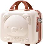 Kiesh Portable Mini 14Inch Cosmetic Case Cartoon Bear Storage Box Lightweight Password Lock, Hand Luggage Storage Bag with Zipper Clip-on Function, Water Proof Cosmetic Travel Case for Wome, Girls