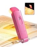 DEWENWILS Amber Book Light, USB Rechargeable Book Light for Reading in Bed, 3 Brightness Levels, Blue Light Blocking, LED Clip-on Reading Light for Kids, Bookworms, Pink