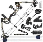 ZSHJGJR Archery Compound Bow Kit Set 25-70lbs Adjustable Bow and Arrow Set Hunting Compound bows for adults Compoundbow Accessories Outdoor (Camo - Set 1)