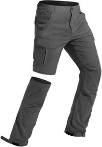 Men's Hiking Convertible Pants Water Resistant Quick Dry Lightweight Zip Off Stretch Outdoor Fishing Pants Dark Grey 34W x 34L