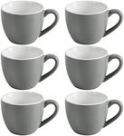 homEdge Procelain Espresso Cup, 3 Ounces / 90 ml Demitasse for Espresso, Tea- Set of 6, Dark Gray