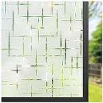 rabbitgoo Window Privacy Film Frosted Glass Window Film, Static Cling Sun Blocking Frosting Door Window Cover for Home, Decorative Window Sticker House Tint, Cross Pattern 11.8 x 78.7 inches