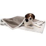 Furhaven Medium Waterproof & Self-Warming Soft-Edged Terry & Sherpa Dog Blanket, Washable - Dove, Medium